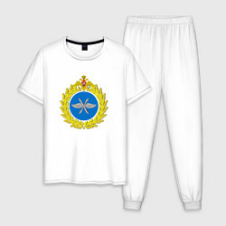 Пижама хлопковая мужская Герб ВВС России, цвет: белый