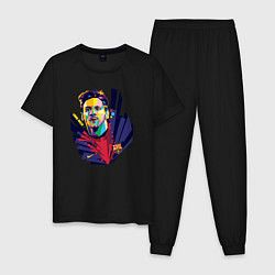 Пижама хлопковая мужская Messi Art, цвет: черный