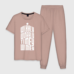 Пижама хлопковая мужская Talk Whovian To Me, цвет: пыльно-розовый
