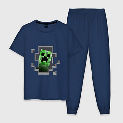 Пижама хлопковая мужская Creeper Inside, цвет: тёмно-синий