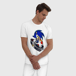 Пижама хлопковая мужская Sonic, цвет: белый — фото 2