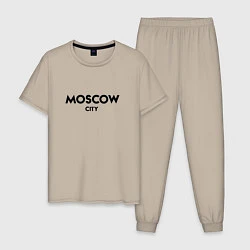 Пижама хлопковая мужская Moscow City, цвет: миндальный