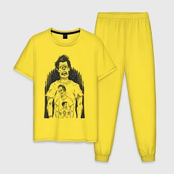 Пижама хлопковая мужская Четыре зомби, цвет: желтый