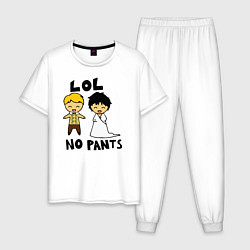 Пижама хлопковая мужская LOL: No Pants, цвет: белый
