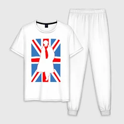 Пижама хлопковая мужская Sherlock Holmes Union Jack, цвет: белый