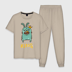 Пижама хлопковая мужская Rabbit King, цвет: миндальный