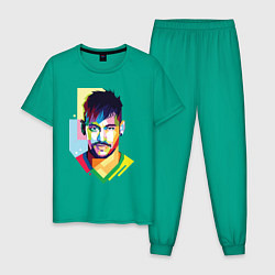 Пижама хлопковая мужская Neymar: fun-art, цвет: зеленый