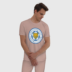 Пижама хлопковая мужская Leicester City FC, цвет: пыльно-розовый — фото 2
