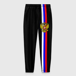 Брюки на резинке мужские Лента с гербом России, цвет: 3D-принт