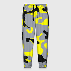 Брюки на резинке мужские Yellow & Grey Camouflage, цвет: 3D-принт