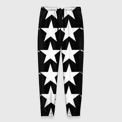 Брюки на резинке мужские Белые звёзды на чёрном фоне, цвет: 3D-принт