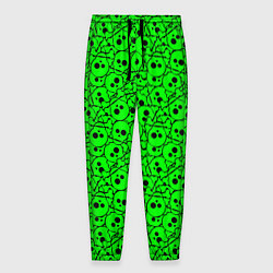 Брюки на резинке мужские Черепа на кислотно-зеленом фоне, цвет: 3D-принт