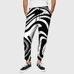 Брюки на резинке мужские Черно-белые полосы Black and white stripes, цвет: 3D-принт — фото 2