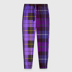 Брюки на резинке мужские Purple Checkered, цвет: 3D-принт