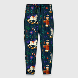 Брюки на резинке мужские Рождественский узор Щелкунчик, цвет: 3D-принт