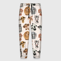 Брюки на резинке мужские Милые дикие животные, цвет: 3D-принт