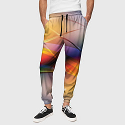 Брюки на резинке мужские Абстрактные линии разных цветов, цвет: 3D-принт — фото 2