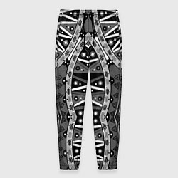 Брюки на резинке мужские Черно-белый этнический орнамент, цвет: 3D-принт