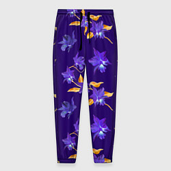 Мужские брюки Цветы Фиолетовые Ирисы На Синем Фоне