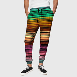 Брюки на резинке мужские Multicolored thin stripes Разноцветные полосы, цвет: 3D-принт — фото 2