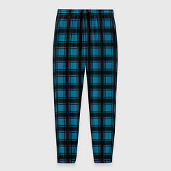 Брюки на резинке мужские Black and blue plaid, цвет: 3D-принт