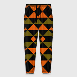 Мужские брюки Геометрический узор черно-оранжевые фигуры