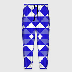 Брюки на резинке мужские Бело-синий геометрический узор, цвет: 3D-принт