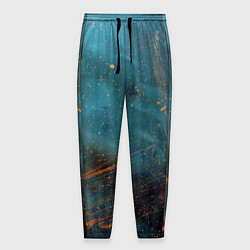 Мужские брюки Абстрактная тёмно-синяя краска с оранжевыми мазкам