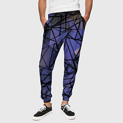 Брюки на резинке мужские Blue with black stripes pattern, цвет: 3D-принт — фото 2