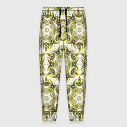 Мужские брюки Цветы абстрактные зелёные