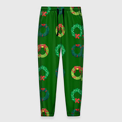Мужские брюки Зеленые рождественские венки омелы