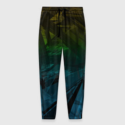 Мужские брюки Черный абстрактный узор на сине-зеленом фоне