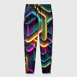 Брюки на резинке мужские Неоновый узор на стене, цвет: 3D-принт