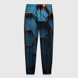 Мужские брюки Синие объемные плиты с оранжевыми вставками