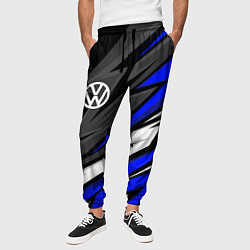 Брюки на резинке мужские Volkswagen - Синяя абстракция, цвет: 3D-принт — фото 2
