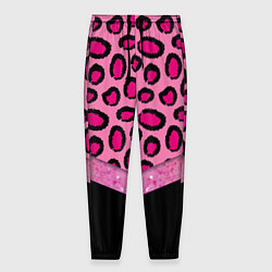 Мужские брюки Розовый леопард и блестки принт