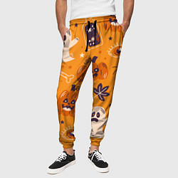 Брюки на резинке мужские Хэллоуин - тыквы и приведенья, цвет: 3D-принт — фото 2