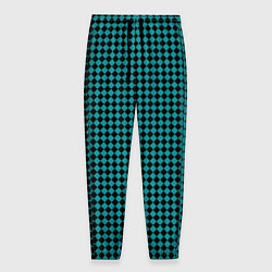 Мужские брюки Шахматный паттерн чёрно-зелёный