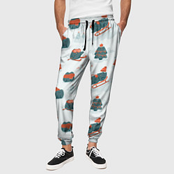 Брюки на резинке мужские Зимние веселые лягушки, цвет: 3D-принт — фото 2