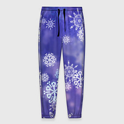 Мужские брюки Крупные снежинки на фиолетовом