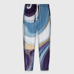 Мужские брюки Абстрактный волнистый узор фиолетовый с голубым