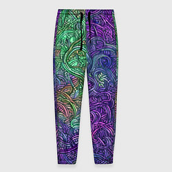 Мужские брюки Вьющийся узор фиолетовый и зелёный