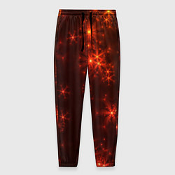 Мужские брюки Абстрактные светящиеся красно оранжевые снежинки