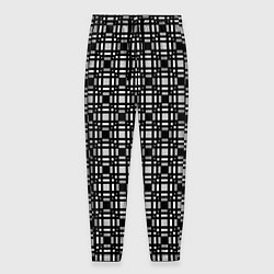 Мужские брюки Черно белый геометрический клетчатый узор