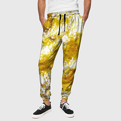 Брюки на резинке мужские Желто-белая абстракция, цвет: 3D-принт — фото 2