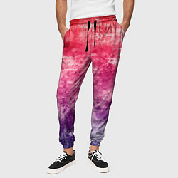 Брюки на резинке мужские Абстракция - сине-красный беспорядок, цвет: 3D-принт — фото 2