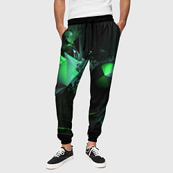 Брюки на резинке мужские Геометрическая текстурная зеленая абстракция, цвет: 3D-принт — фото 2