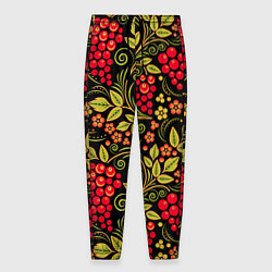 Мужские брюки Хохломская роспись красные ягоды