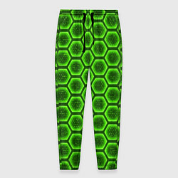 Брюки на резинке мужские Энергетический щит - зеленый, цвет: 3D-принт