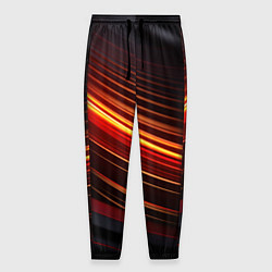 Мужские брюки Яркая оранжевая полосы на черной абстракции